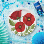 ポピー咲く楽しい夏の花 ペーパープレート (パーティー)