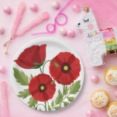 ポピー咲く楽しい夏の花 ペーパープレート (パーティー)