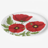 ポピー咲く楽しい夏の花 ペーパープレート (アングル)
