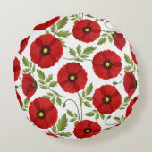 ポピー咲く楽しい夏の花 ラウンドクッション (裏面)