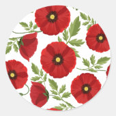 ポピー咲く楽しい夏の花 ラウンドシール (正面)