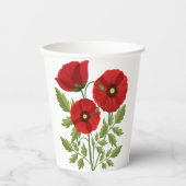 ポピー咲く楽しい夏の花 紙コップ (正面)