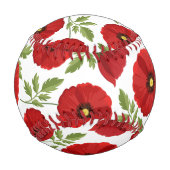 ポピー咲く楽しい夏の花 野球ボール (正面)