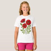 ポピー咲く楽しい夏の花 Tシャツ (正面フル)