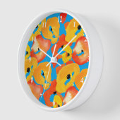 ポピー大きな花アート赤オレンジ 壁時計 (傾斜)