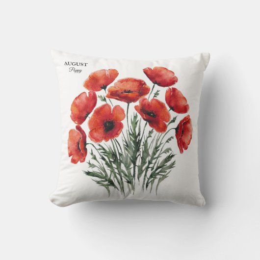ポピー威厳がある開花-パーソナライズされた誕生日プレゼント クッション (正面)