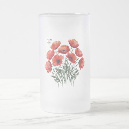 ポピー威厳がある開花-パーソナライズされた誕生日プレゼント フロストグラスビールジョッキ (中央)