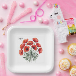 ポピー威厳がある開花-パーソナライズされた誕生日プレゼント ペーパープレート