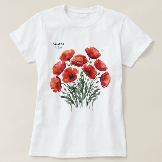 ポピー威厳がある開花-パーソナライズされた誕生日プレゼント Tシャツ (デザイン正面)