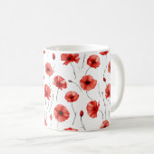 ポピー押された花水色 – スタイル コーヒーマグカップ (正面右)