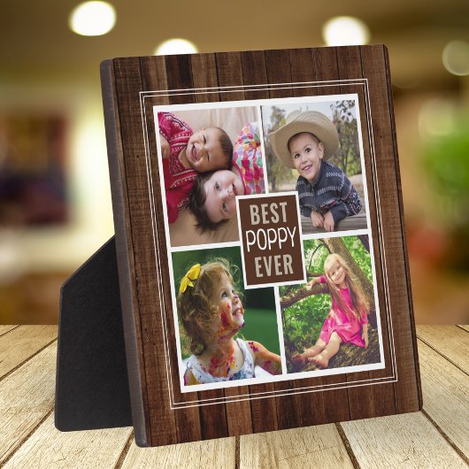 ポピー最高のエバーグランドパ4フォトコラージュダークウッド フォトプラーク