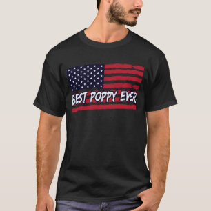 ポピー最高のー・エバーアメリカ国旗おじいちゃん父の日ギフト Tシャツ