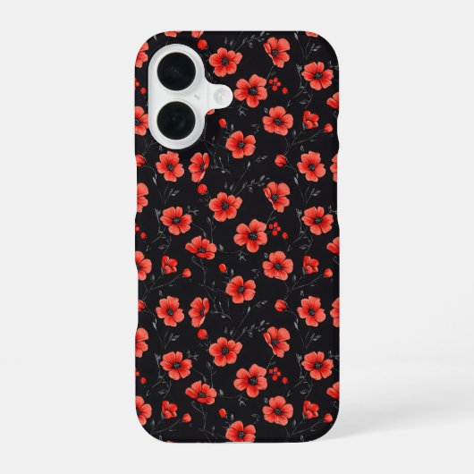 ポピー柄 iPhone 16ケース (裏面)