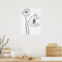 ポピー植物画線画