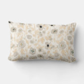 ポピー植物黄色金ゴールドグレーウォーター色フローラ ランバークッション (裏面)