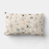 ポピー植物黄色金ゴールドグレーウォーター色フローラ ランバークッション (正面)