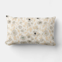 ポピー植物黄色金ゴールドグレーウォーター色フローラ ランバークッション