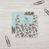 ポピー水彩フローラルパターン スクエア名刺