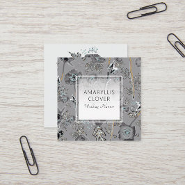 ポピー水彩フローラルパターン スクエア名刺