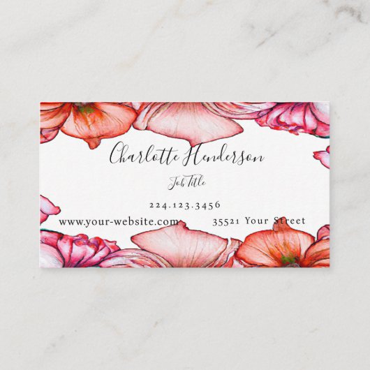 ポピー水彩名刺 名刺 (裏面)