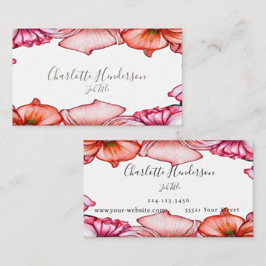 ポピー水彩名刺 名刺 (正面/裏面)