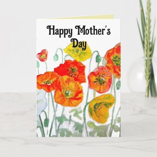 ポピー水彩花フローラ母の日カード カード (正面)