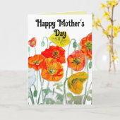 ポピー水彩花フローラ母の日カード カード (黄色い花)