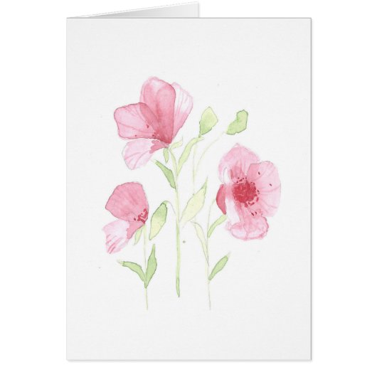 ポピー水色プリントグリーティングカード (正面)