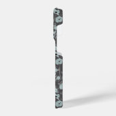 ポピー灰色ブルーブラックウォーター色の花iPhone iPhoneケース (左側面)