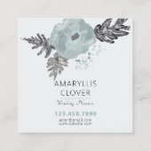 ポピー炭ブルーグレーブラックウォーター色フローラ スクエア名刺 (裏面)