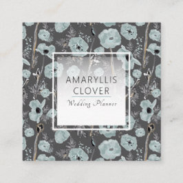 ポピー炭ブルーグレーブラックウォーター色フローラ スクエア名刺