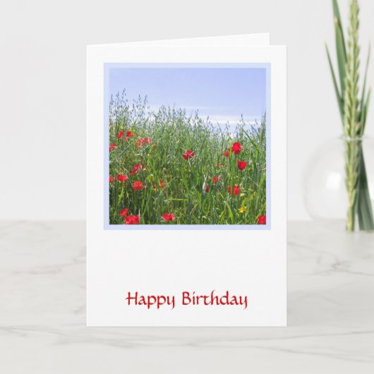 ポピー牧草地カスタマイズ可能誕生日カード カード (正面)