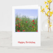 ポピー牧草地カスタマイズ可能誕生日カード カード (黄色い花)
