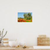 ポピー畑のオリーブの木のポスター ポスター (キッチン)