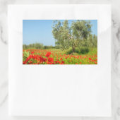 ポピー畑のオリーブの木の長方形ステッカー 長方形シール (バッグ)