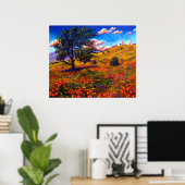 ポピー畑のオーク ポスター (ホームオフィス)