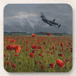 ポピー畑の上のランカスター爆撃機 コースター