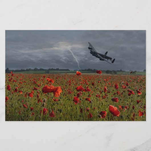 ポピー畑の上のランカスター爆撃機 便箋 (正面)