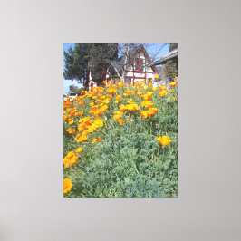 ポピー畑の夢コテージ キャンバスプリント