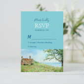 ポピー畑の水彩結婚式返信RSVP 出欠カード (スタンド正面)