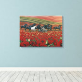 ポピー畑の絵 ワイルドホース & バイカー プリント (インサイチュ (ウッドフロア))