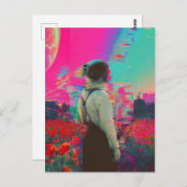 ポピー畑の輝く宇宙飛行士夫人 ポストカード (正面/裏面)