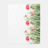 ポピー畑フラワーサン自然開花ハート フリースブランケット (正面)