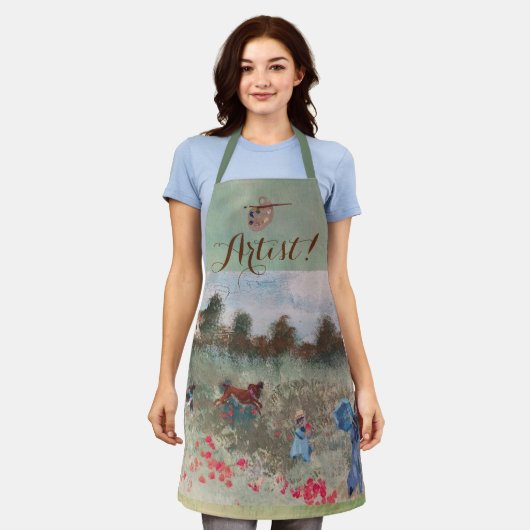 ポピー畑 エプロン (着用した状態)