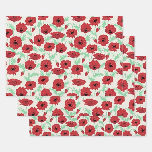 ポピー畑 ラッピングペーパーシート (セット)
