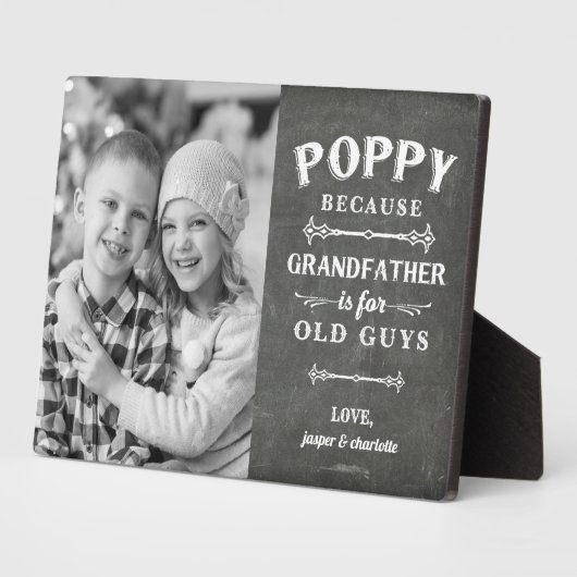 ポピー祖父の父の日の子供の写真 フォトプラーク (側面)