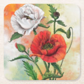 ポピー紙コースター スクエアペーパーコースター (正面)