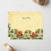 ポピー素朴スとコーンフラワー編集可能ノートカード ノートカード (正面/裏面インサイチュ)