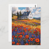 ポピー素朴・ルピネ花畑 ポストカード (正面/裏面)