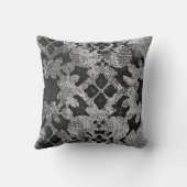 ポピー絵を描の装飾用クッションイン・ブラック&グレー クッション (裏面)